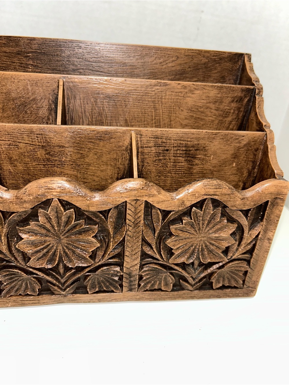 Lerner Mid Century Modern Brown Faux Wood Desk Caddy Organizer - Picture 3 of 11